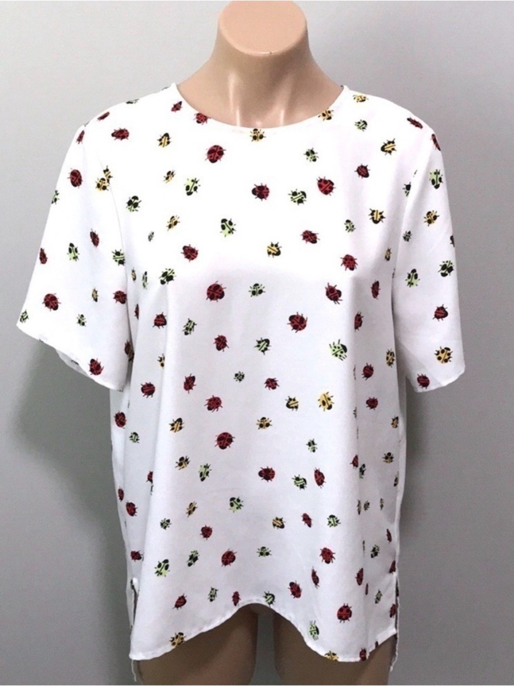 White Floral Print Tunic Top